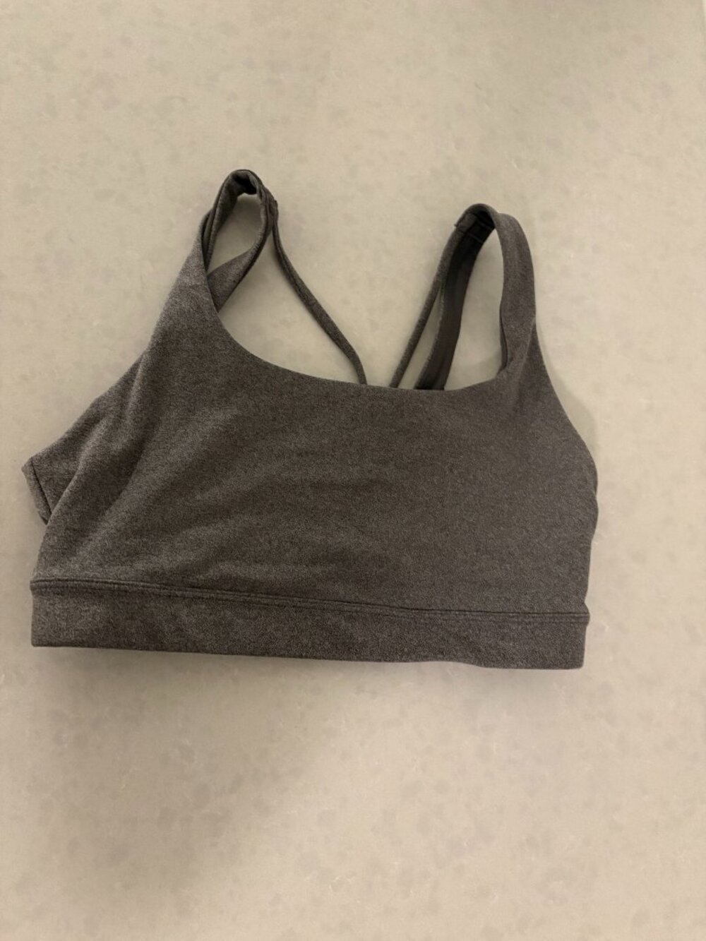 Athleta Sports Bra XS Xtra Small Solid Gray No Pads Pullover Neutral Strappy